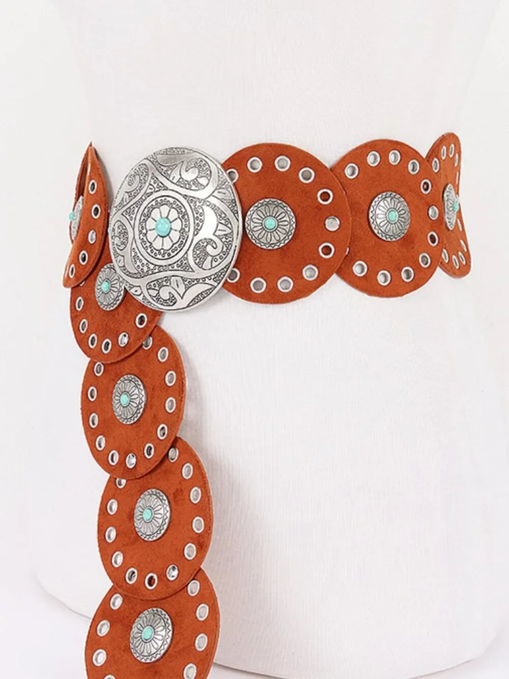 BNWT Rivets Faux Suede Statement Western Disk Boho Belt